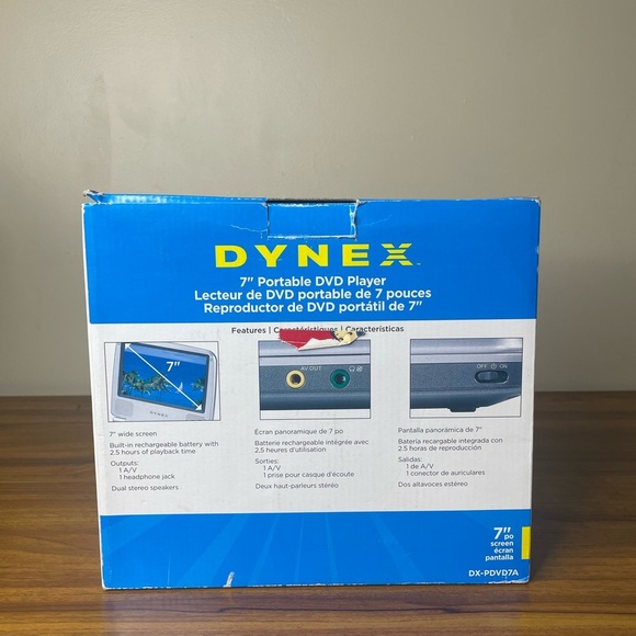 Dynex DX-PDVD7 Portable DVD Player 7" Silver New Open Box Tested Works - Picture 3 of 15